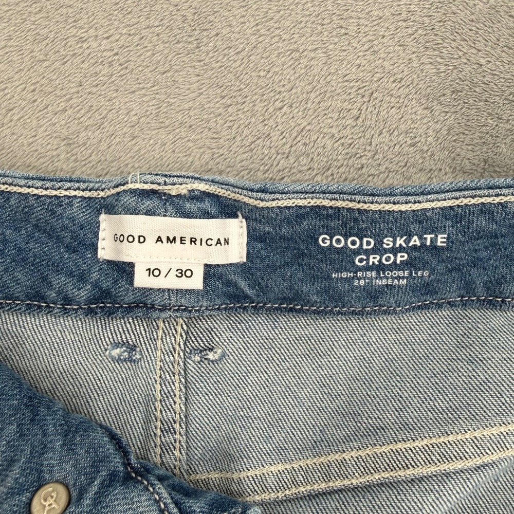Good American Good Skate Crop Jeans Womens 10/30 High Rise Loose Leg Strech - Picture 8 of 15